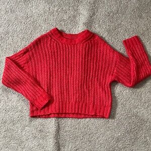American Eagle Red Knit Cropped Sweater